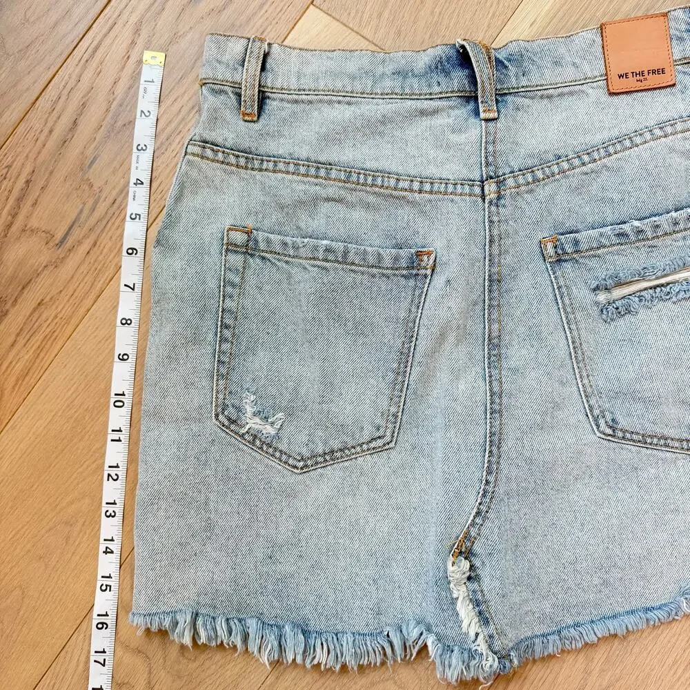 Free People We The Free Brea Cutoff Button Fly Denim Mini Skirt Size 27